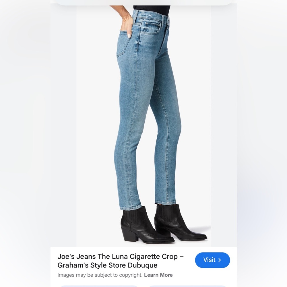 Joes Jean The Luna High Rise Cigarette Crop Jean 27